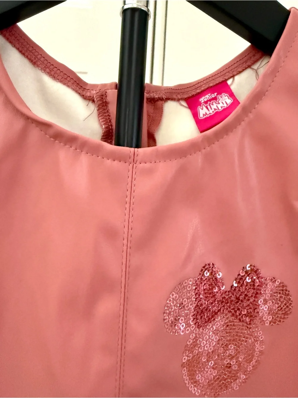 Disney Pink Faux-Leather Pinafore Dress with Minnie Print Top
